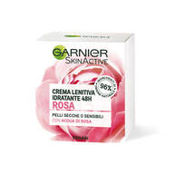 Garnier Crema Viso Idratante Lenitiva SkinActive, Ideale per Pelli Secche o Sensibili, Arricchita con Acqua di Rosa